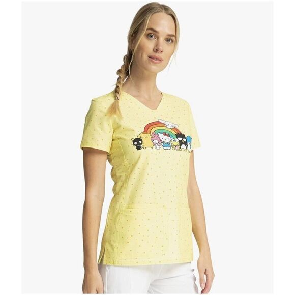 Hello Kitty Cherokee Scrubs Tooniforms Sanrio V Neck Top TF772 Keroppi Chibi - Picture 2 of 10